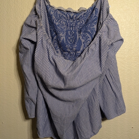 INC Blue Striped Women's Top Size 0x Pre-owned - Picture 5 of 6